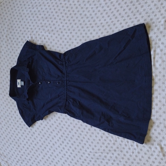 Navy Shirt Dress with Pretty Buttons - Picture 1 of 8
